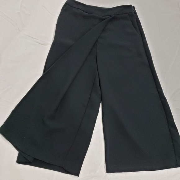 Whowhatwear Black Wrap Culottes Size 4 - Picture 3 of 10